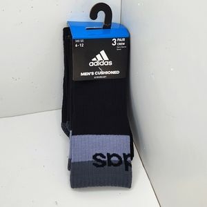 ADIDAS MEN'S CUSHIONED ATHLETIC SOCKS BLACK